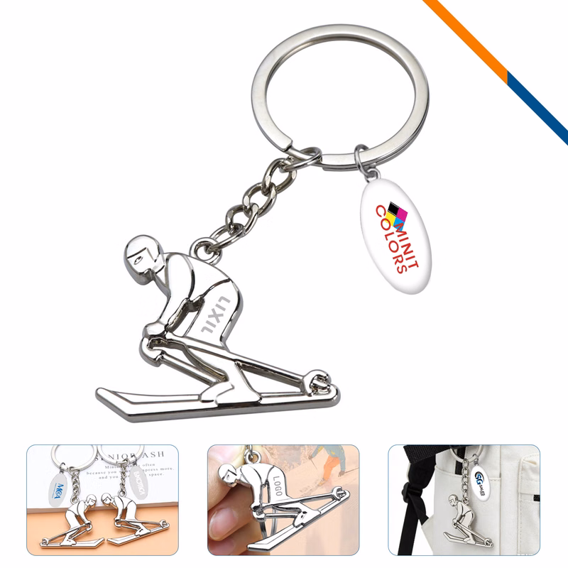 PowPop Skier Keychain