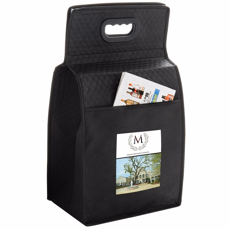 Non-woven Insulated Wine Tote with Adhesive Loop Closure