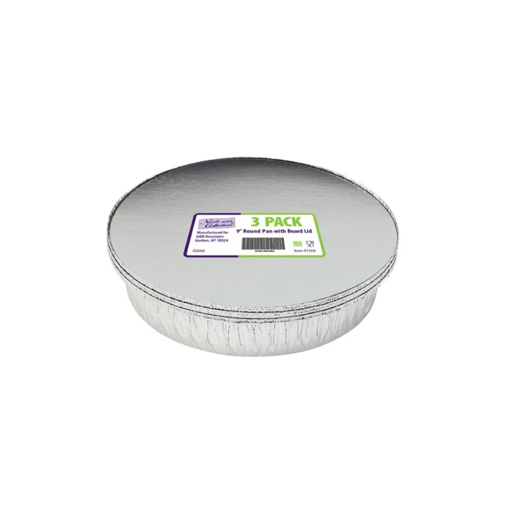 Aluminum Round Pans - 9" with Lids 3 Pack 1