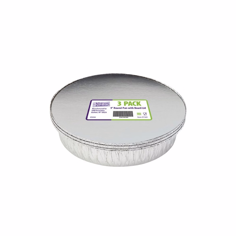 Aluminum Round Pans - 9" with Lids 3 Pack