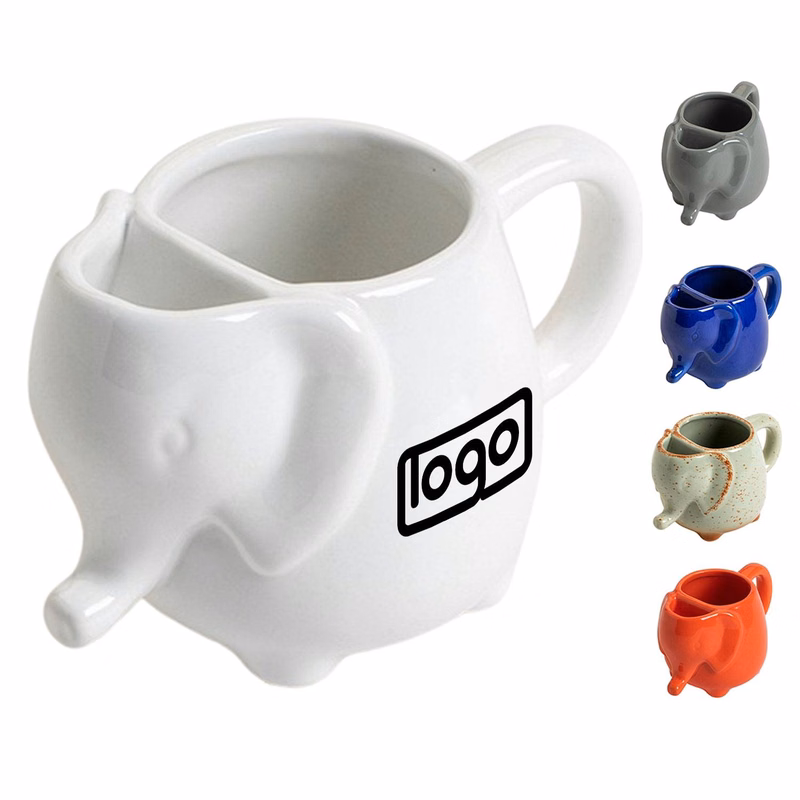 15oz Elephant Shaped Ceramic Mug w/ Tea Bag Holder