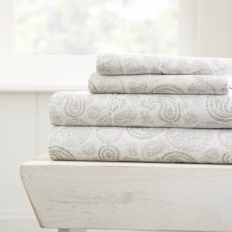 Duvet Cover Sets - Gray Paisley Queen 3 Piece