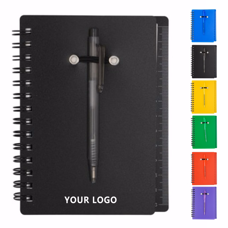 Portable Spiral Notebook with Ballpoint Pen