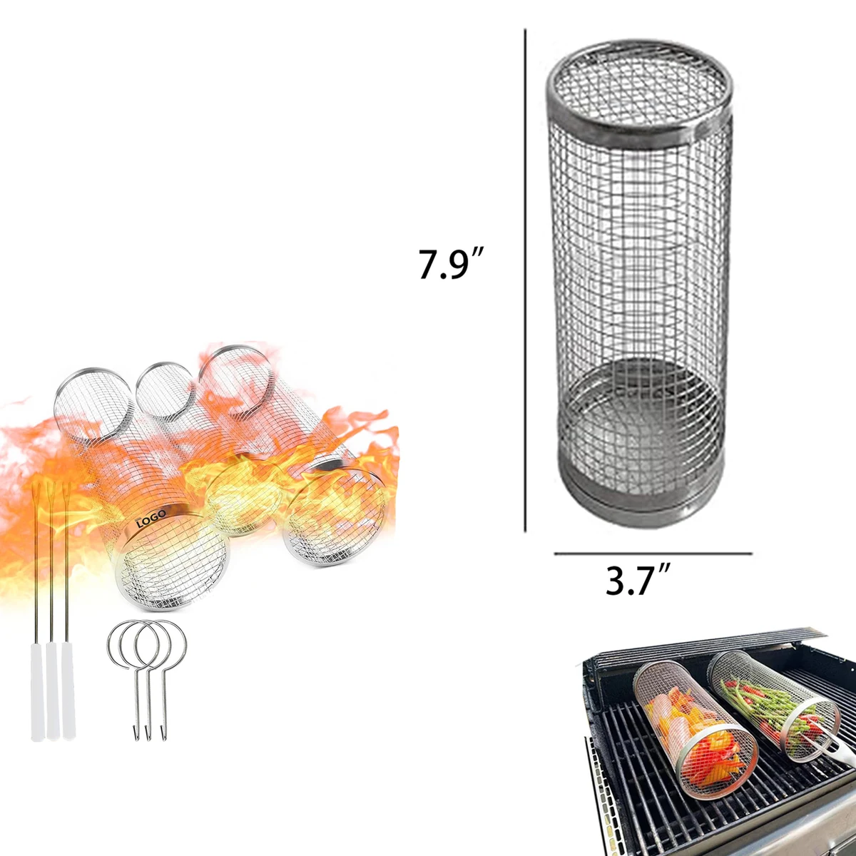 Outdoor Round Barbecue Basket 1