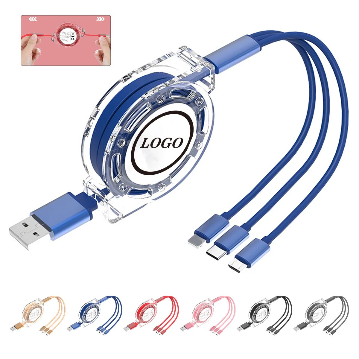 Retractable 3-in-1 Charging and Data Cable 1