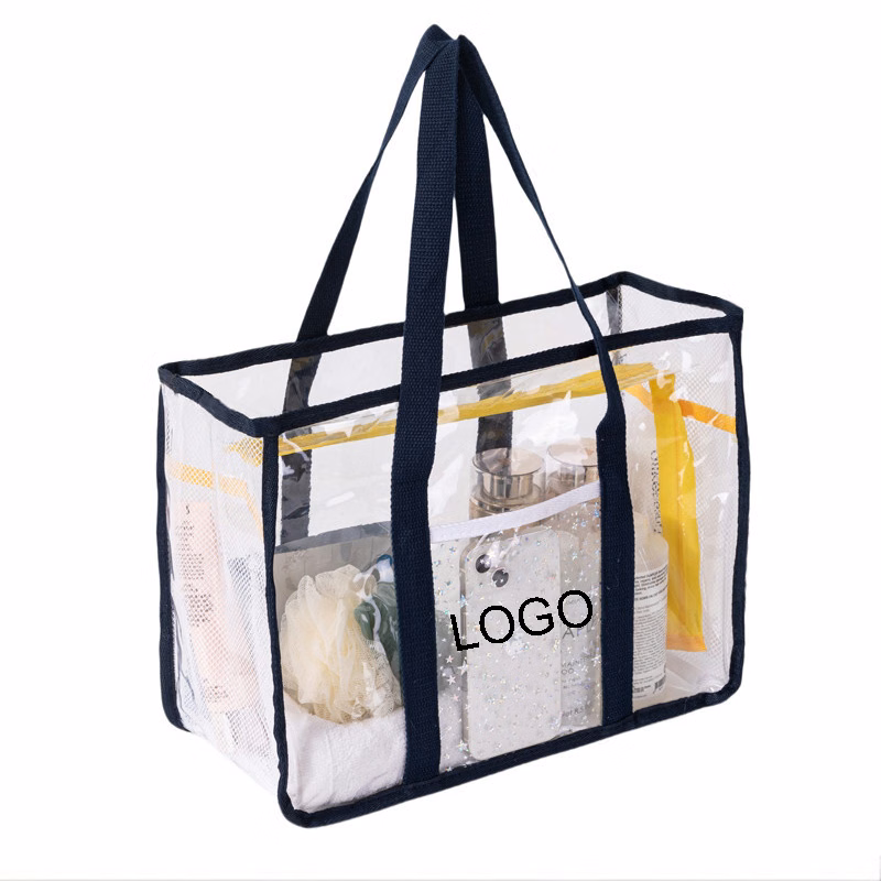 Clear Tote Bag W/ Dual Reinforced Handles & Front Pocket