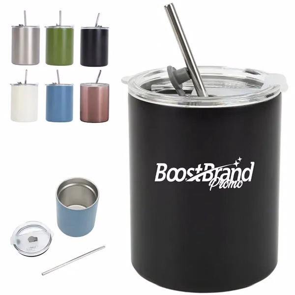 Custom 12 oz Eco-Friendly Insulated Tumbler with Metal Straw — Sustainable Drinkware