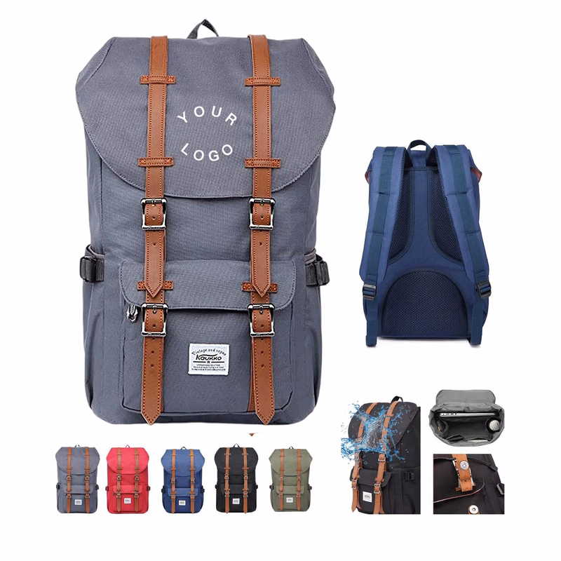 Oxford Laptop Backpack with Drawstring and Multiple Pockets
