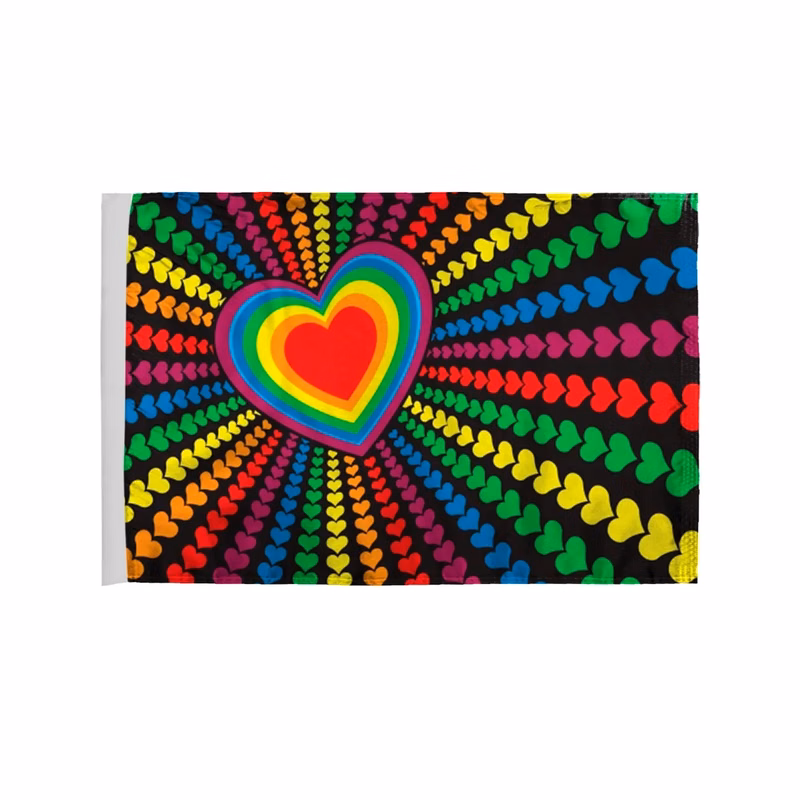 Rainbow Hearts Motorcycle Flag
