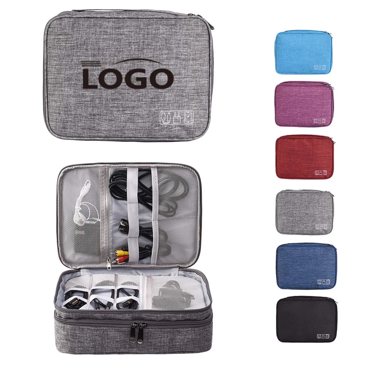 Travel Portable Three Layer Data Cable Storage Bag 1