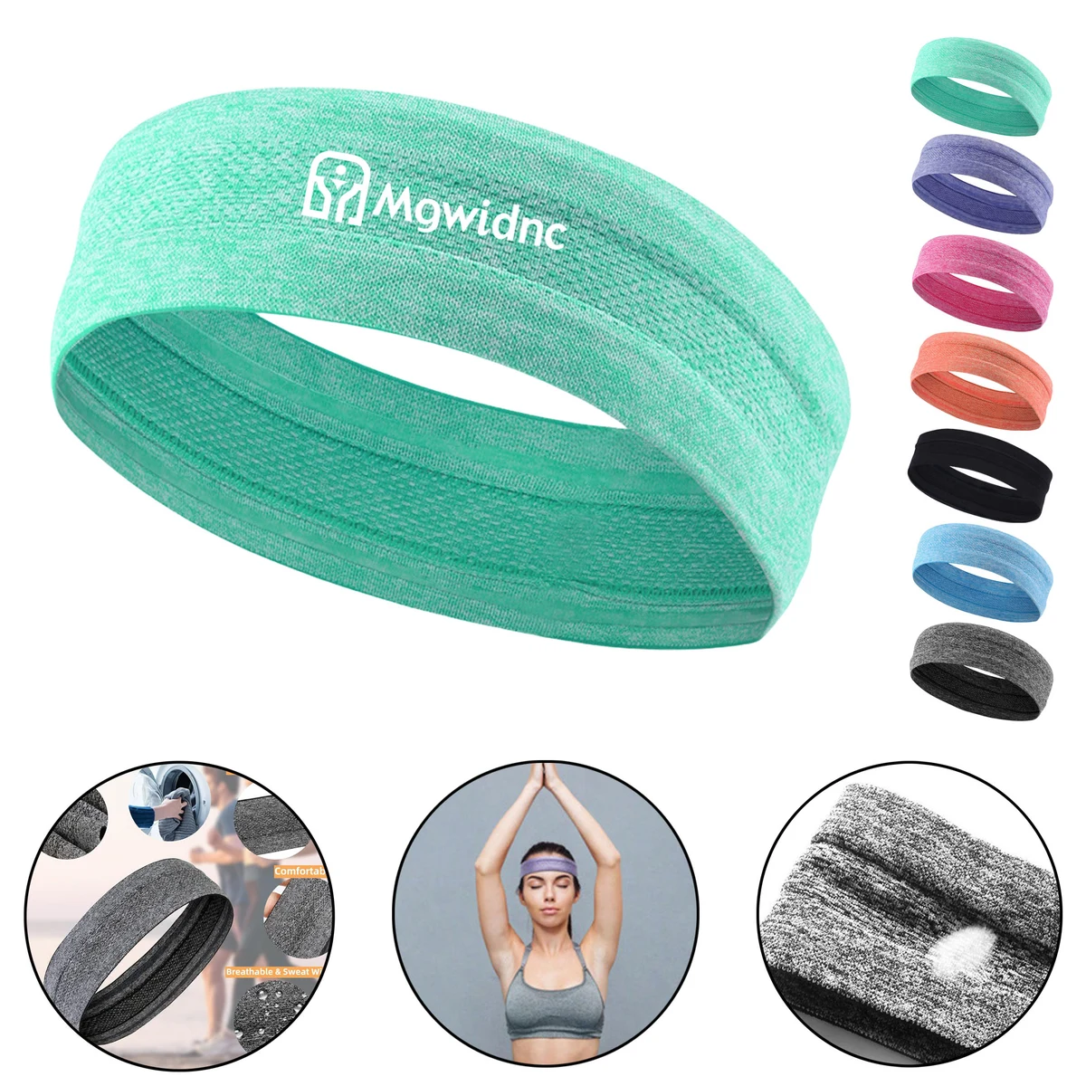 Elastic Sweatproof Sports Headband for Running, custom athletic wear with logo imprint 1
