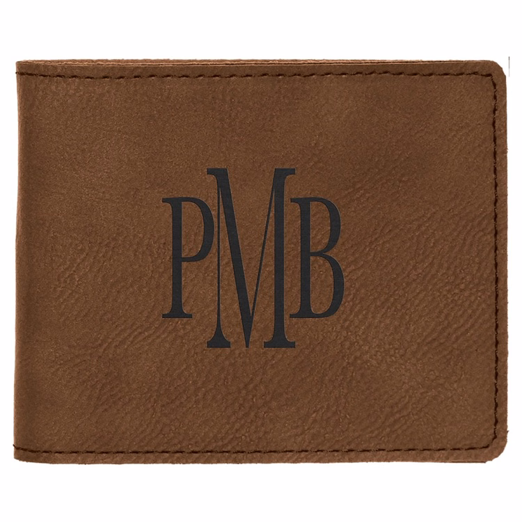 4 1/2" x 3 1/2" Dark Brown Leatherette Bifold Wallet