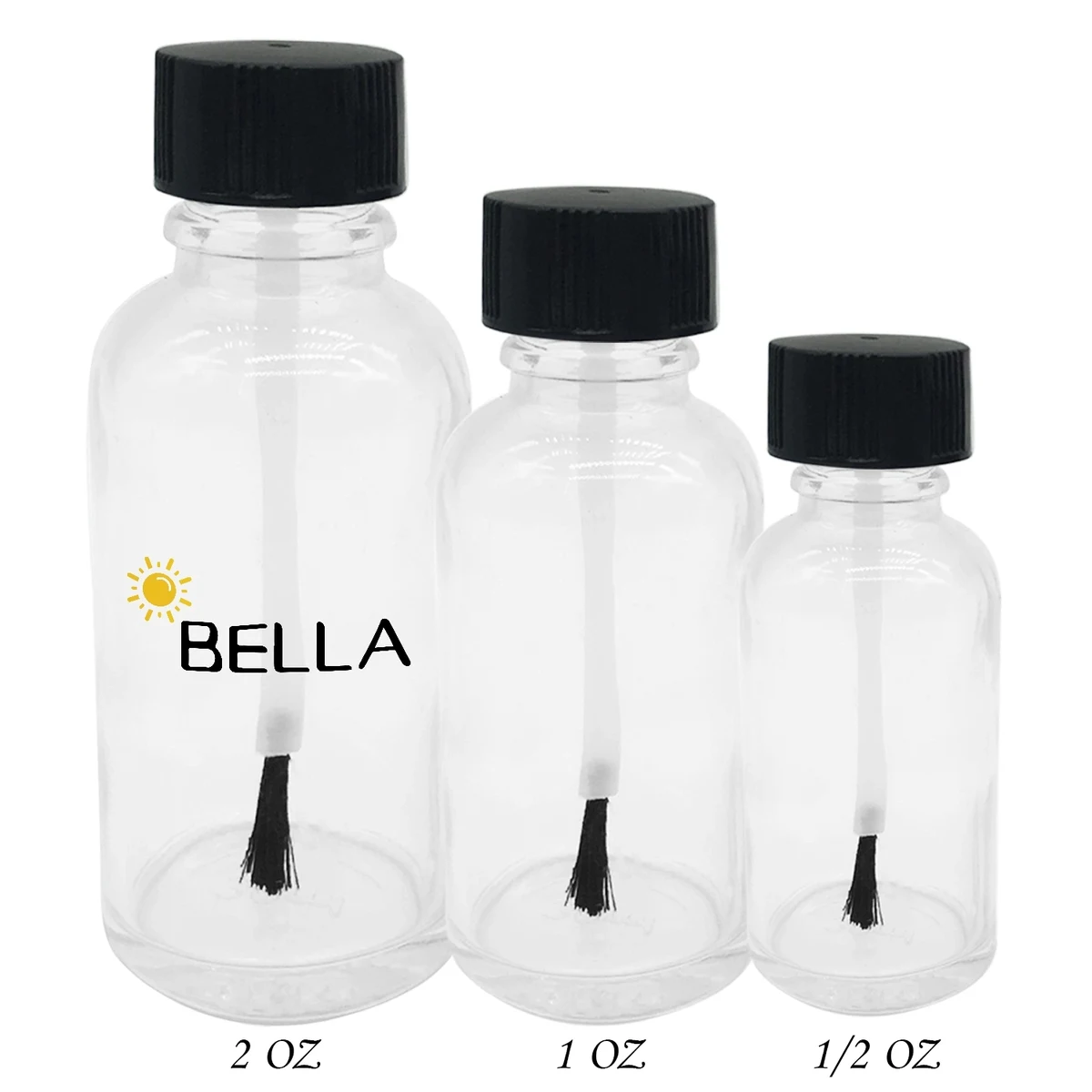 Clear Glass Boston Round Bottles, custom kitchen gadget with logo imprint 1