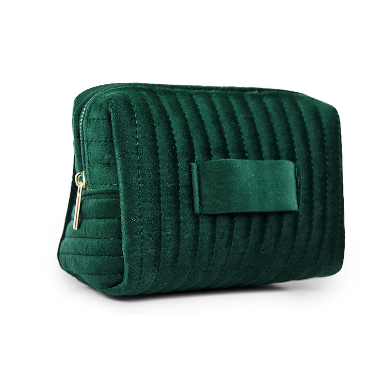 Quilted Velvet Cosmetic Pouch 1