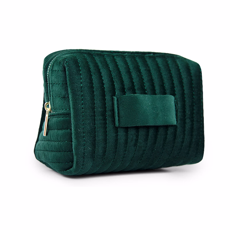 Quilted Velvet Cosmetic Pouch