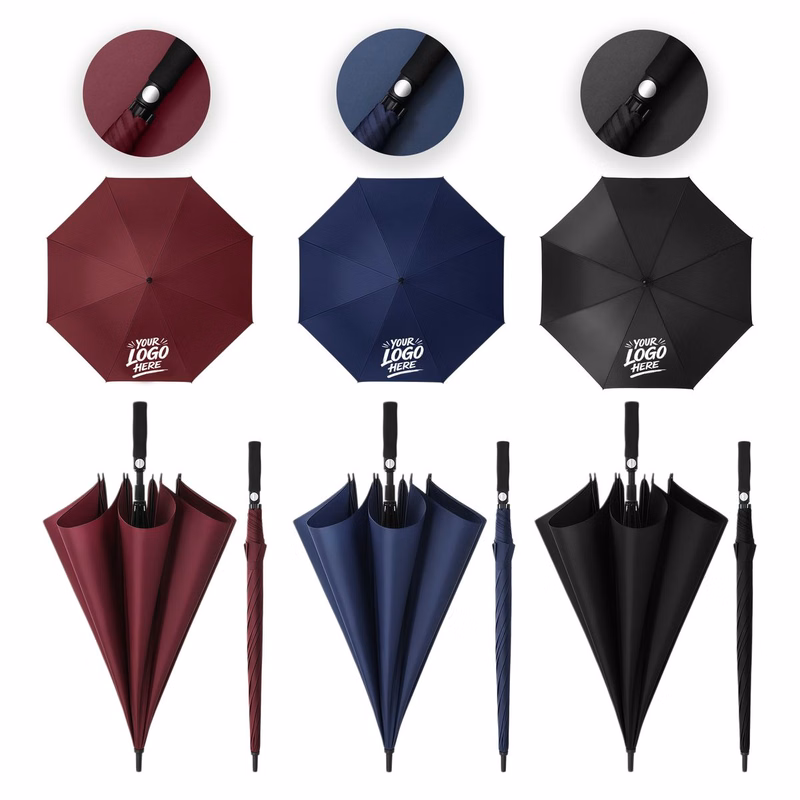 27in Auto Golf Umbrella Windproof Long Handle Canopy