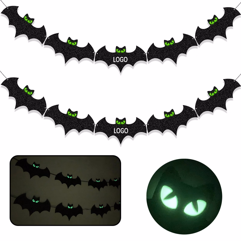 Halloween Bat Decoration Banner Glow Eyes Party Supplies