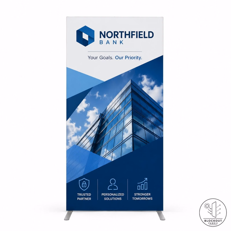 48Hr Quick Ship - Frontlit SEG Fabric Banner Stand and bag, 40" x 80", Superior Block Out Fabric