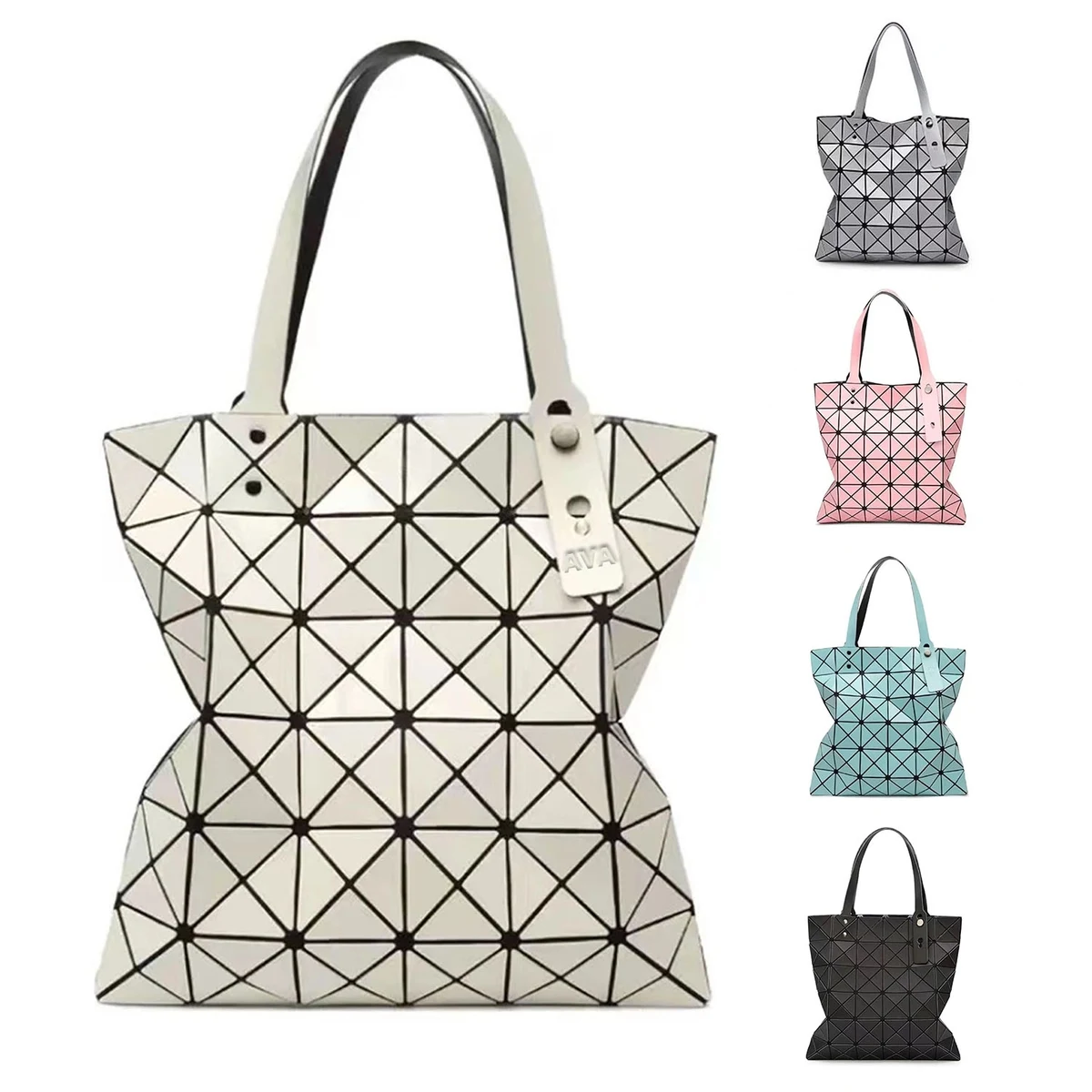 PU Geometric Quilted Tote Bag 1