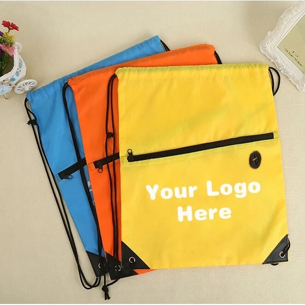 Drawstring Back Pack w/ Zippered and Ear Buds 1