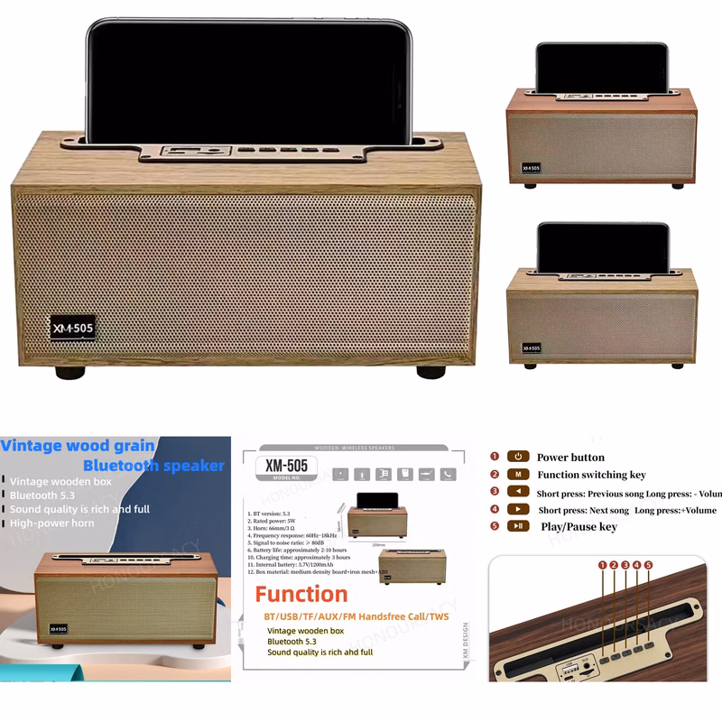 Vintage Wooden Bluetooth Speaker