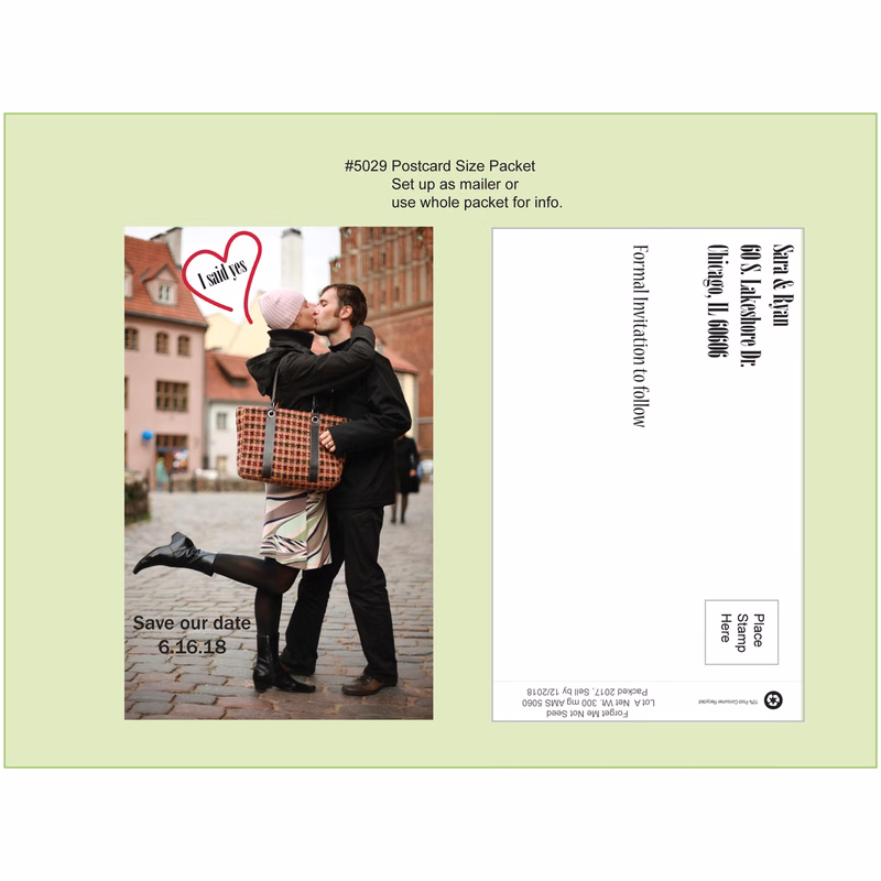 Postcard Size Custom Design Seed Packet 4" x 6.5"