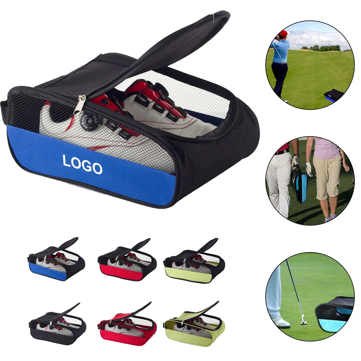 Mesh Panel Shoe Bag with Handle 1