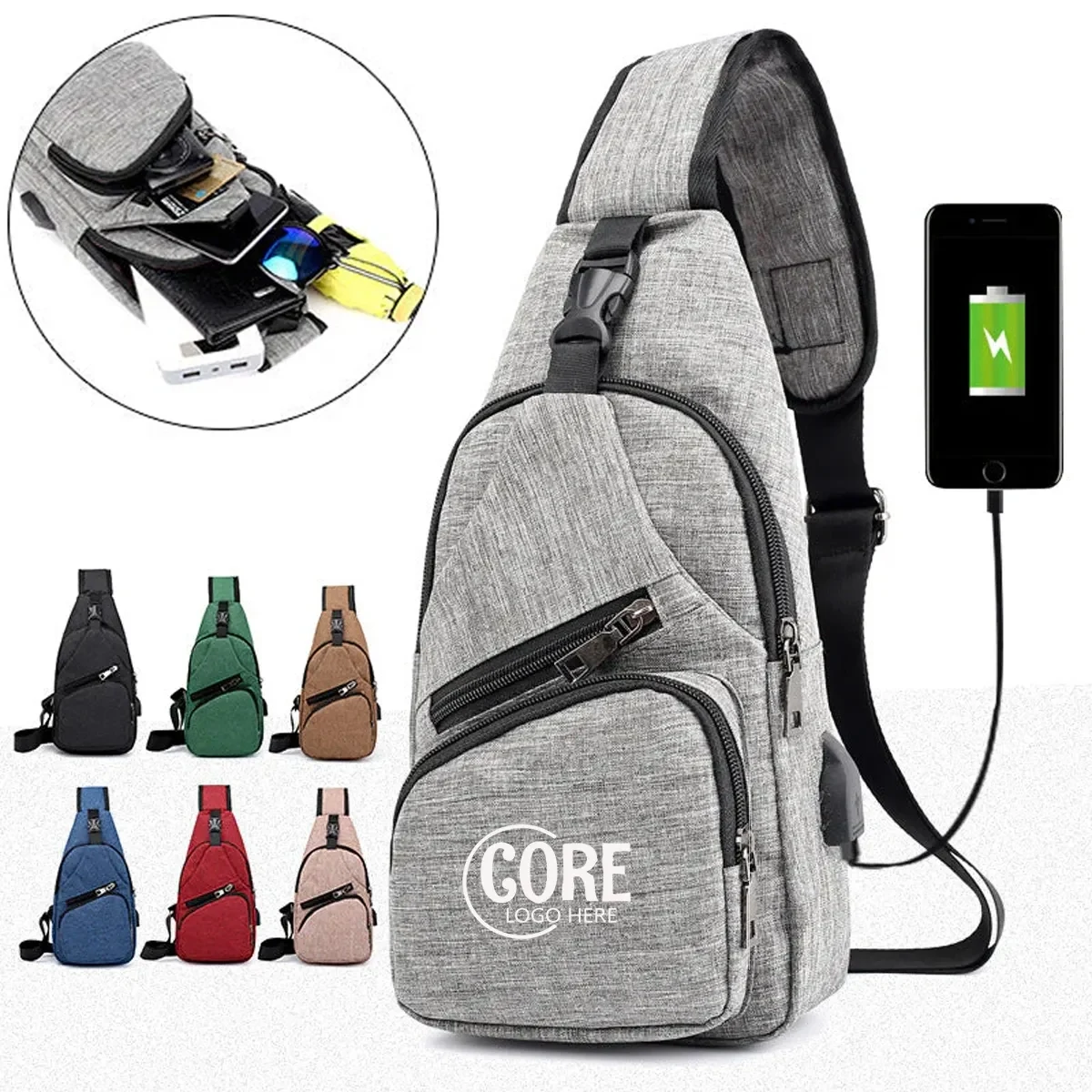 Men's Crossbody Bag with USB Charging Port 1