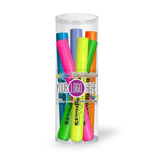 Broadline Fluorescent Highlighter - 6 Pack Tube Set with Full Color Decal - USA Union Made 1