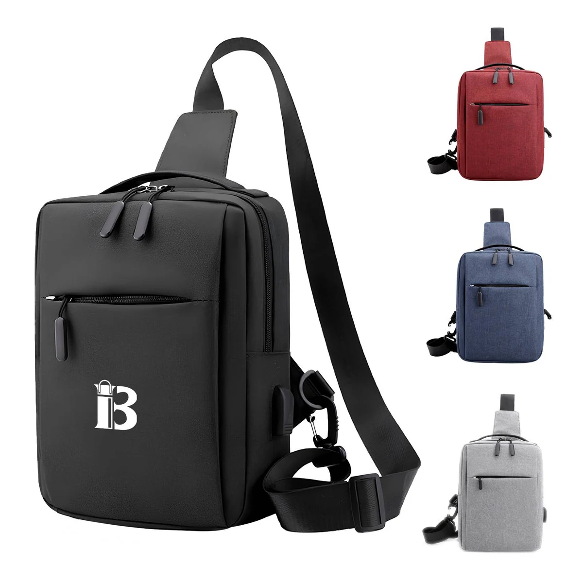 Oxford Waterproof Crossbody Bag With USB Charging Port 1