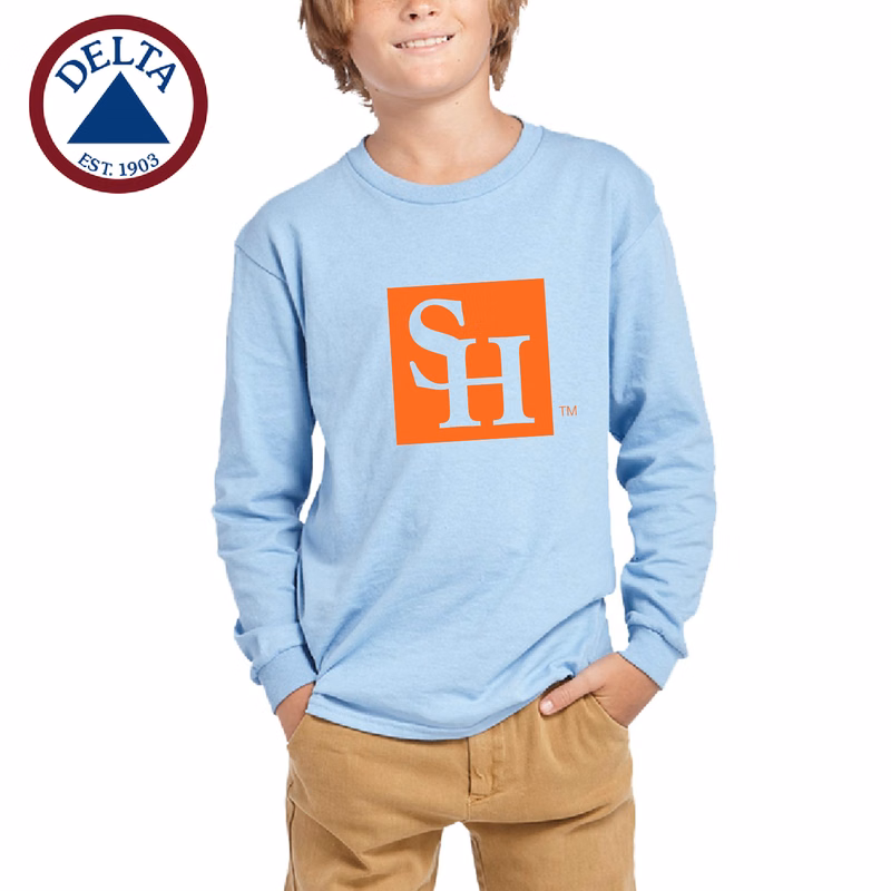 Delta 5.2 oz 100% Preshrunk Cotton Youth Pro Weight Long Sleeve T-Shirt