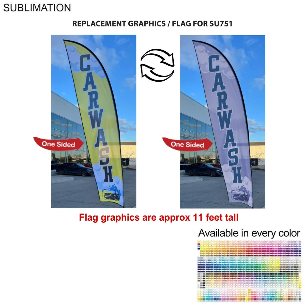 Replacement Flag for 13' Medium Feather Flag Kit, Full Color Graphics One Side 1
