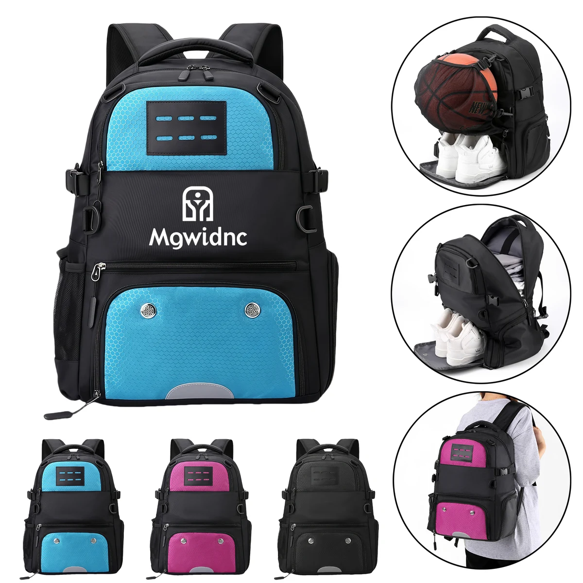 Waterproof Basketball Backpack with Shoe Compartment - Large Capacity Sports Duffle for Shoes 1