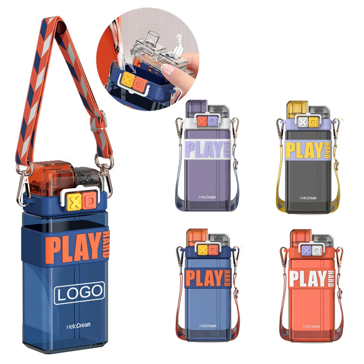 Double Straw Punk Style Outdoor Sports Water Bottle 1