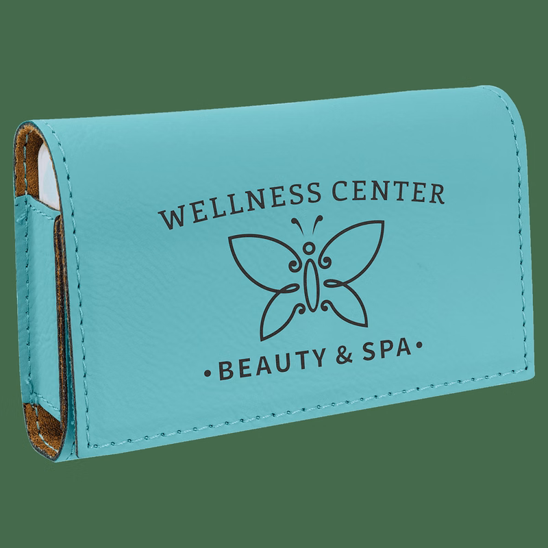 4 3/4" x 3 1/8" Teal Leatherette Pill Box