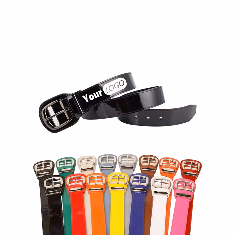 Adjustable Adult Shiny PU Leather Belt