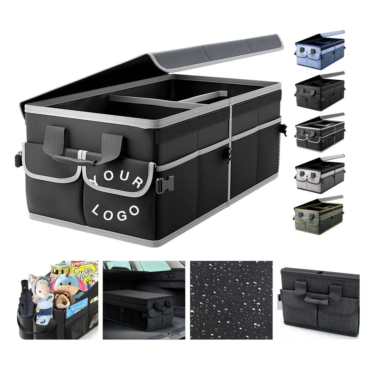 Foldable Car Storage Box with Compartments 1