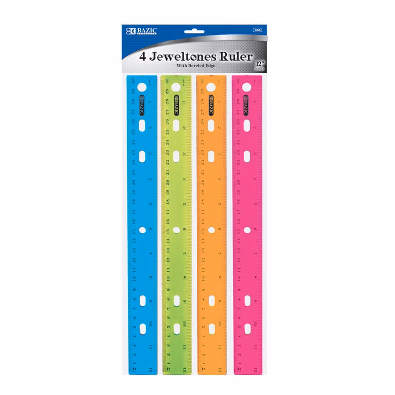 12" Rulers - 4 Pack Jewel Tone Colors