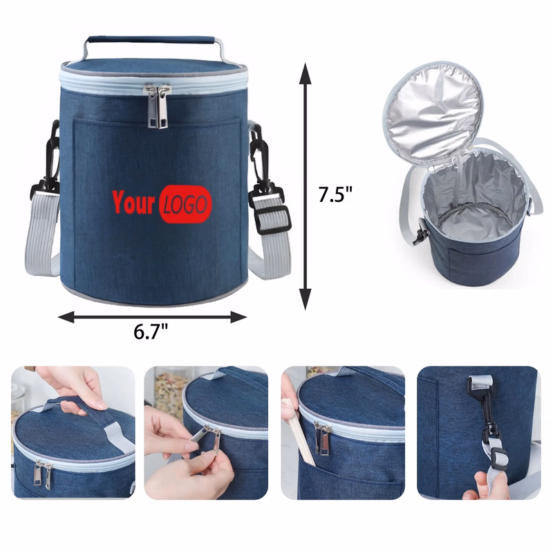 MOQ 50 PCS Cylindrical Thermal Insulated Handbag