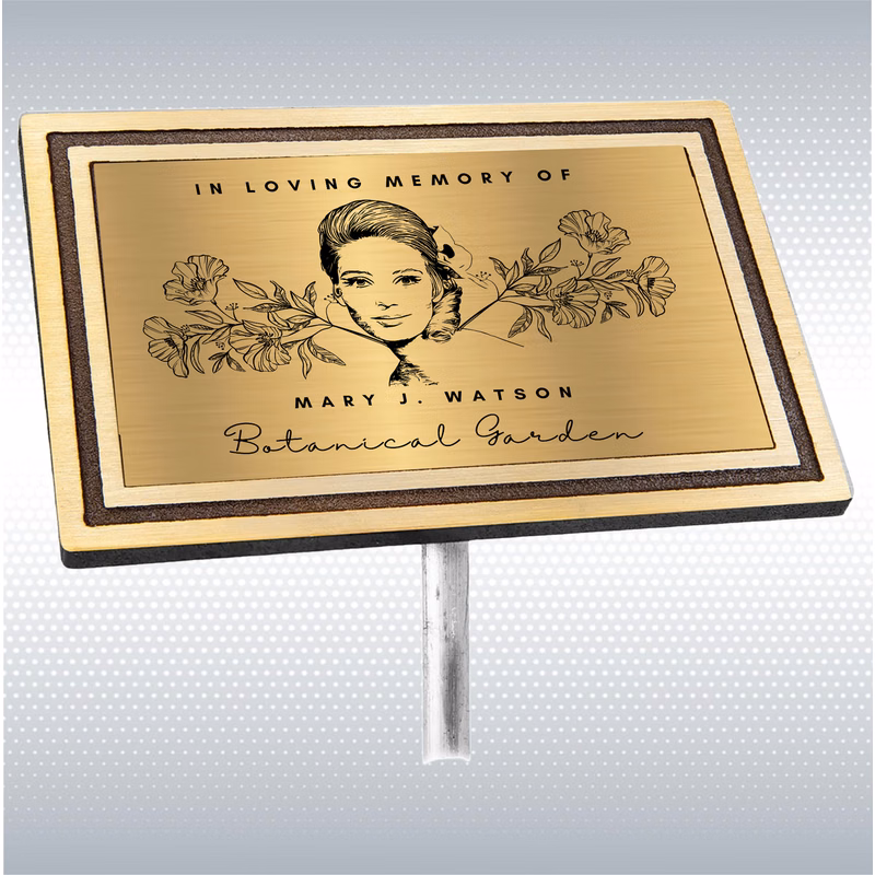 Bronze/Brown Rectangle Solid Cast Aluminum Sign with 24" Aluminum Rod (6"x4")