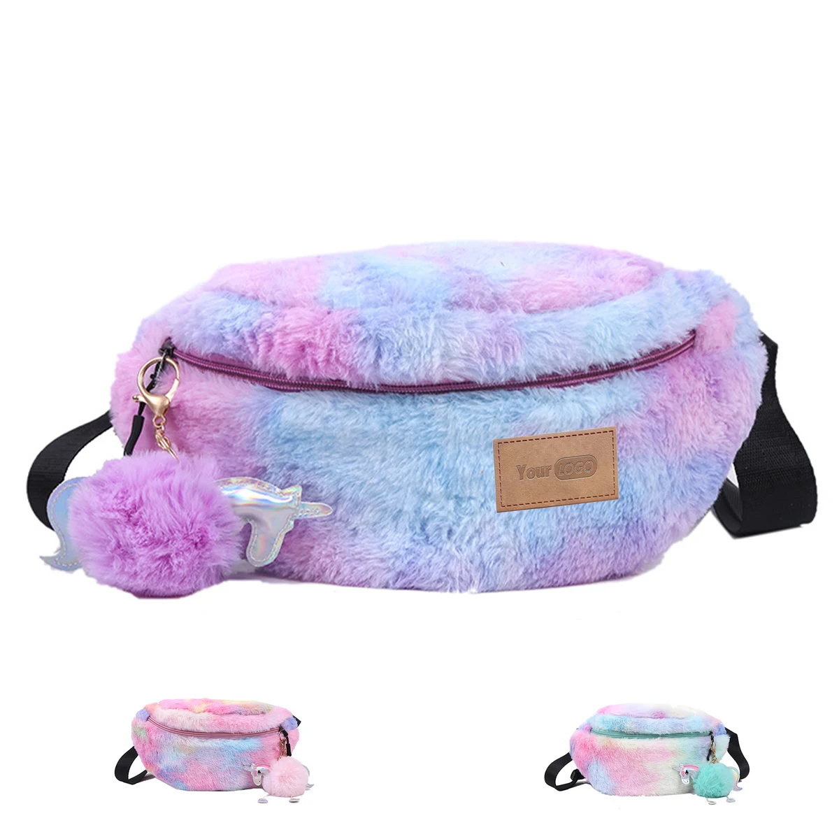 Cotton Stylish and versatile dyed plush belt bag 1