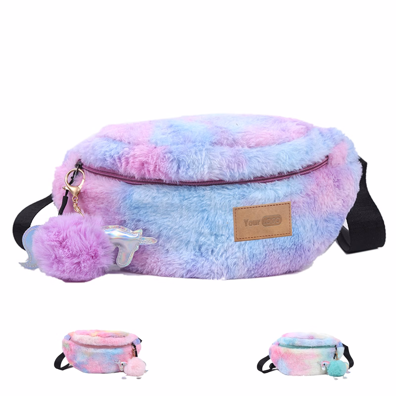 Cotton Stylish and versatile dyed plush belt bag