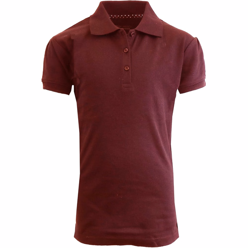 Girls' School Uniform Polo Shirts - Burgundy Short Sleeve Size 16 - 20