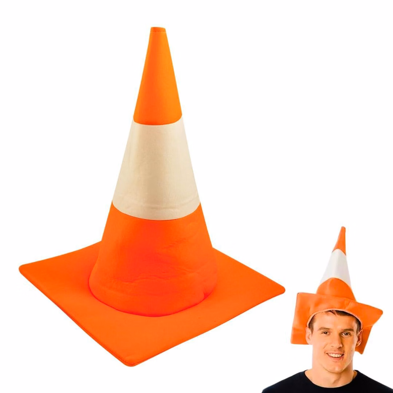 Traffic Cone Hat Costume Headwear