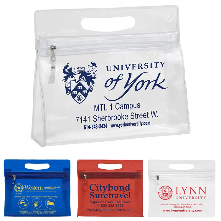 9-1/2" W x 8-1/4"H - "Bermuda" Vinyl Travel Pouch with Zipper 1