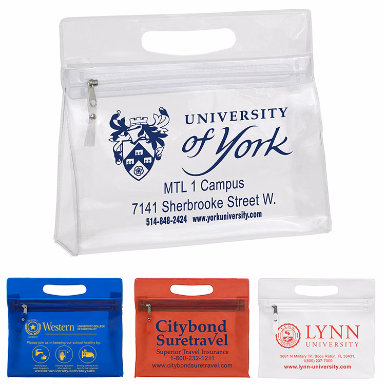 9-1/2" W x 8-1/4"H - "Bermuda" Vinyl Travel Pouch with Zipper