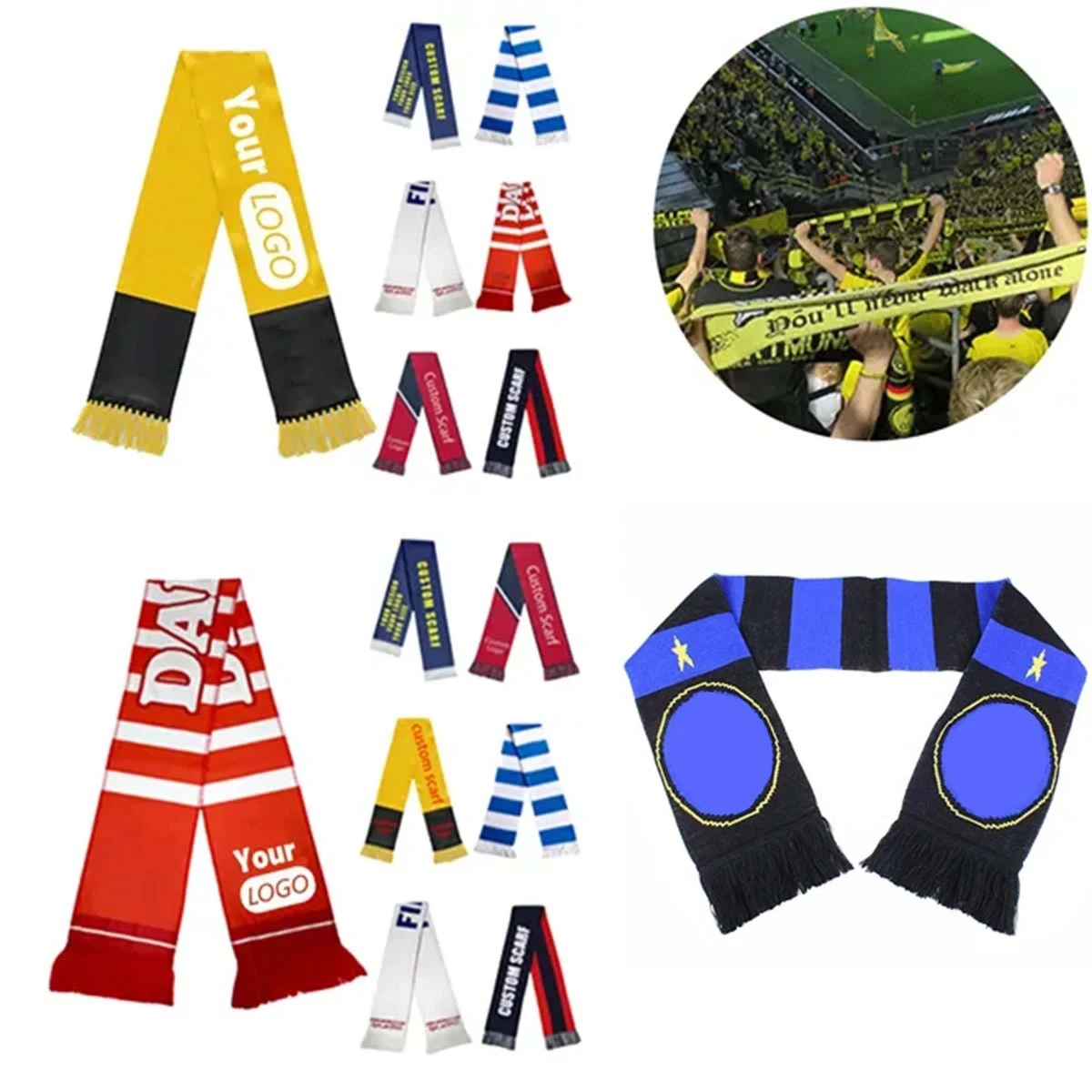 Double-Sided Soccer Stretch Acrylic Knit Scarf 1