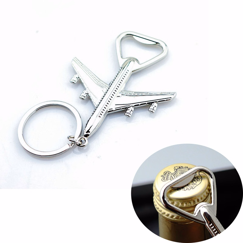 Metal Bottle Opener Plane Keychain