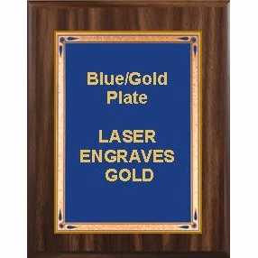10-1/2" x 13" Classic Walnut Finish Plaque with a Blue Teardrop Plate