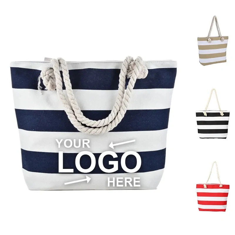 Cotton Canvas Beach Tote Bag, custom tote bag with logo imprint 1